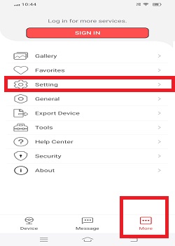 Go to setting option