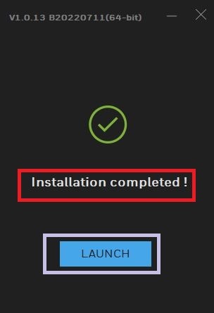 App installation is complete