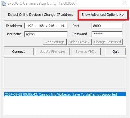 Install VISIX IP Setup Utility Tool & Setup on Windows 11/10 8 Show advanced options page on the screen