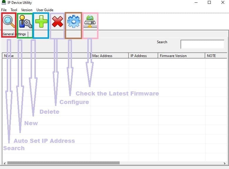 IP Device Utility Interface page