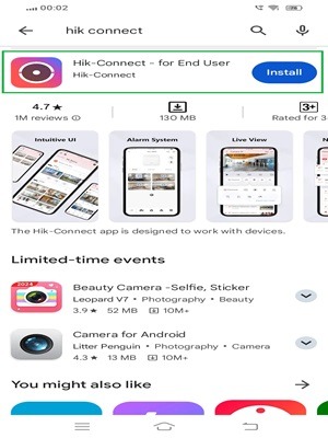 Search the Hik Connect app on the Google Play Store