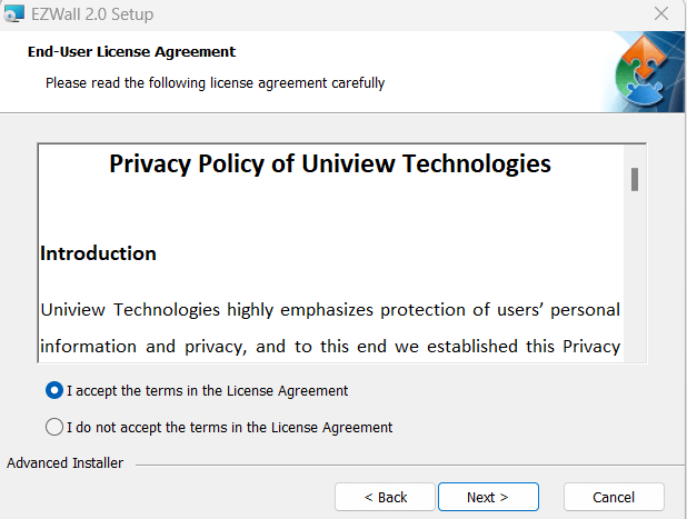 Accept privacy policy page