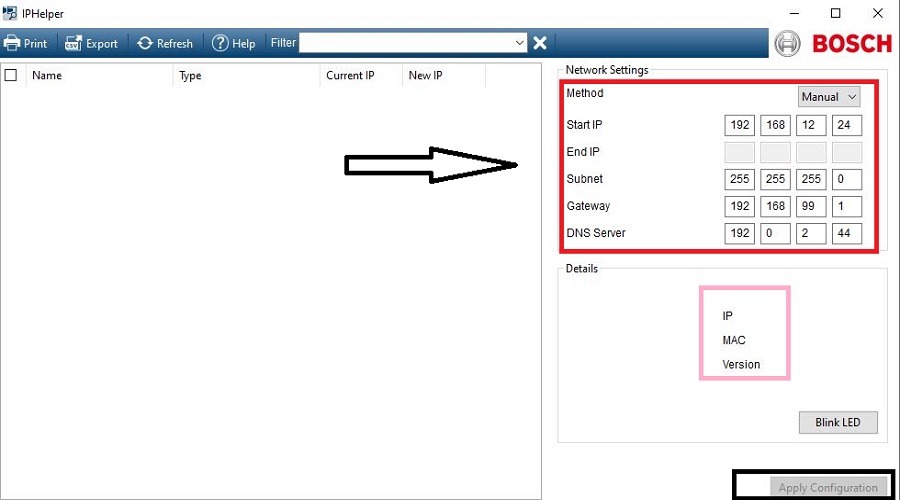 mention the IP address and gateway