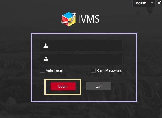 Login page for the IVMS