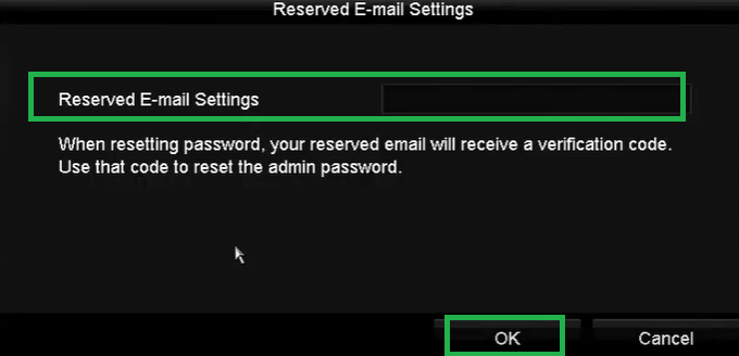 open the reserved email setting