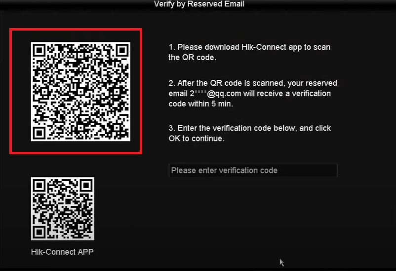 scan the code to verify the email ID