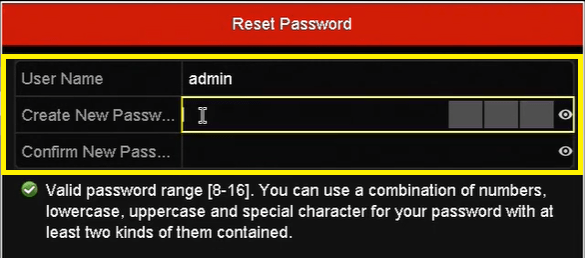 reset the password