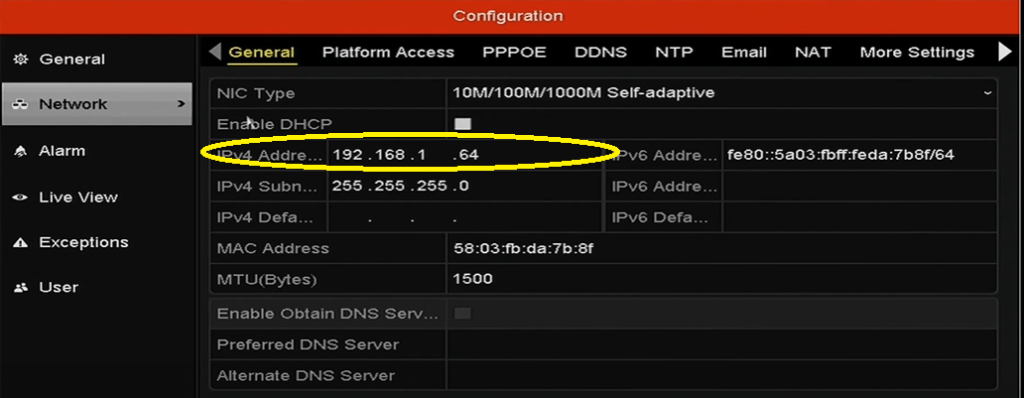 Configure the IPv4 address