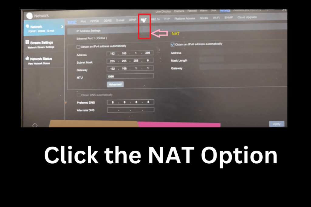 Go to the NAT option