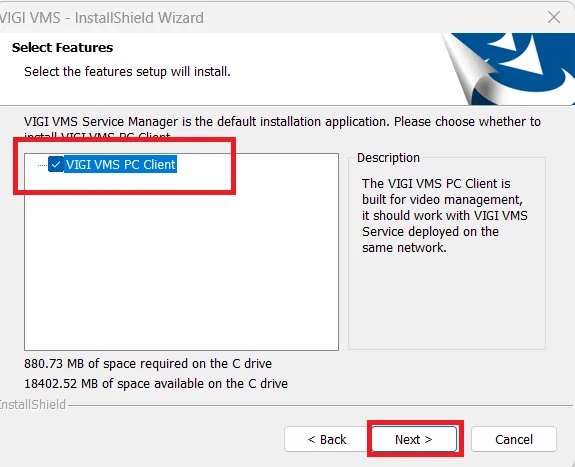 Install TP-Link VIGI For PC App on Windows 11/10/8 & Mac OS 4 select required features to install