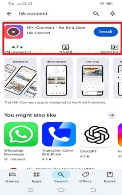 search the Hik-connect app from the Google Play Store