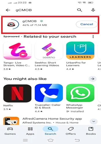 the application is installing