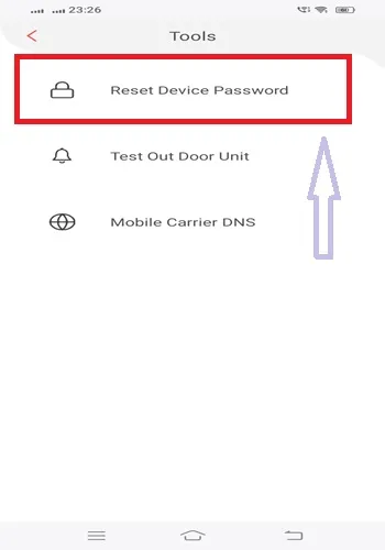 Select the reset device password