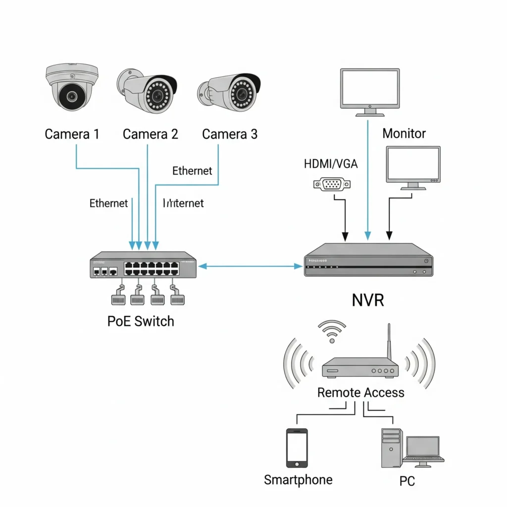 CCTV Wiring Diagram for Home and Office- Full Illustration 2 Wiring diagrams for IP systems for offices