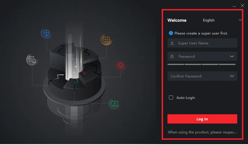 Login page of the app