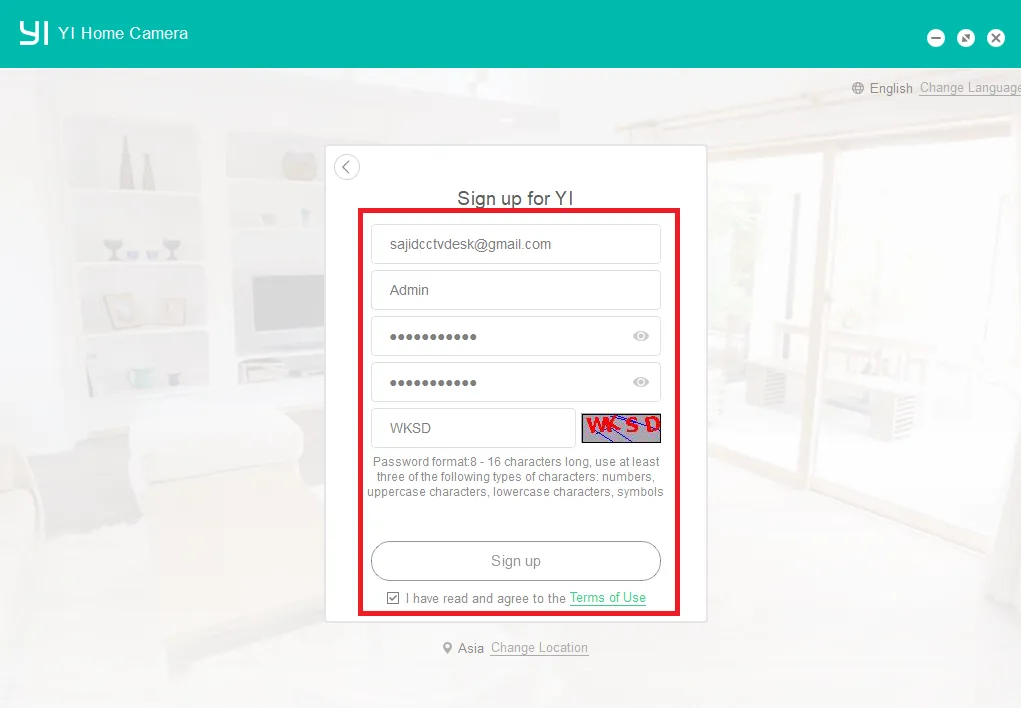create a username and password