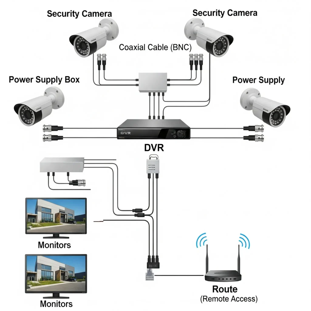 CCTV Wiring Diagram for Home and Office- Full Illustration 3 Wiring diagrams for Analog and HD systems for offices