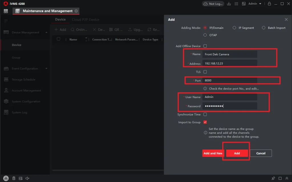 Add the device to monitor online