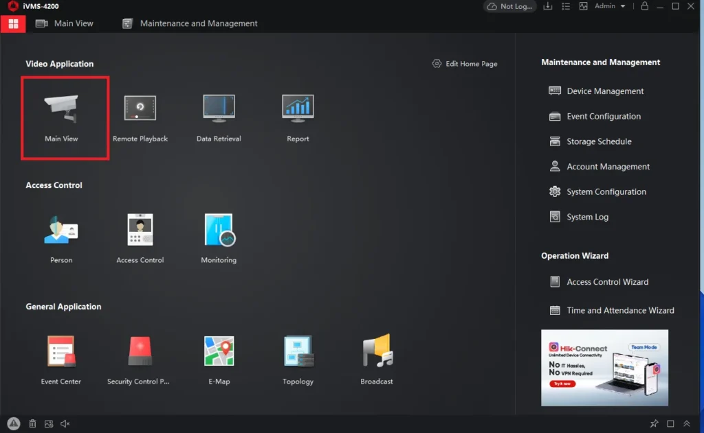 Go to main view page to monitor devices on the screen
