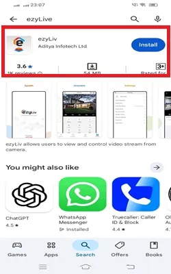 search the app from the Google Play Store