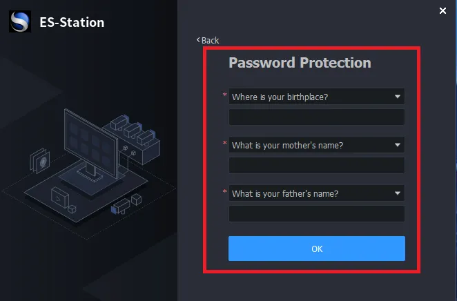 Answer basic questions to retrieve the password