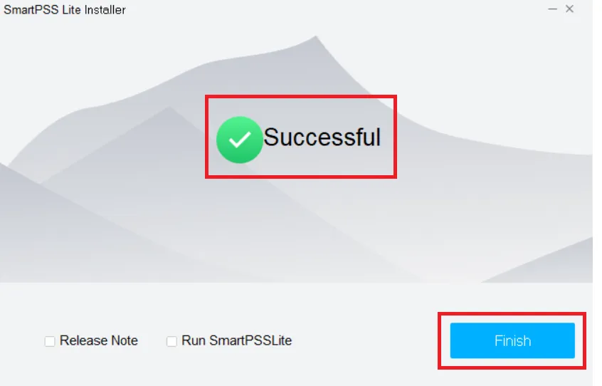 The application was installed successfully