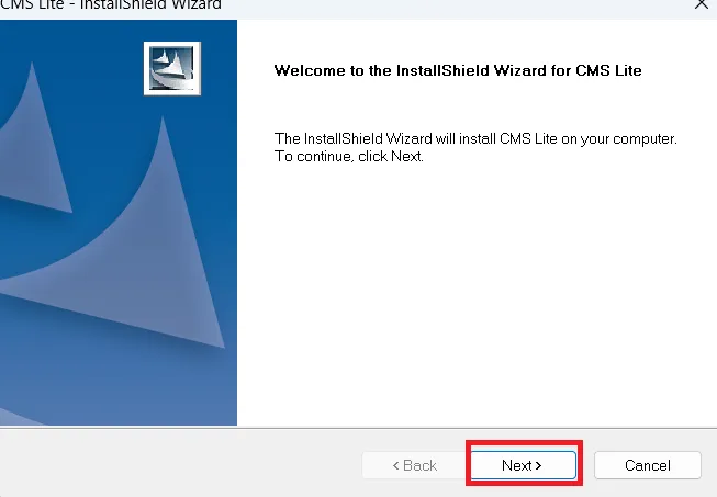 Welcome page of the CCTV CMS Lite