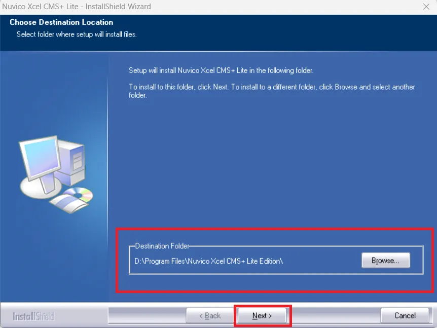 Choose destination location