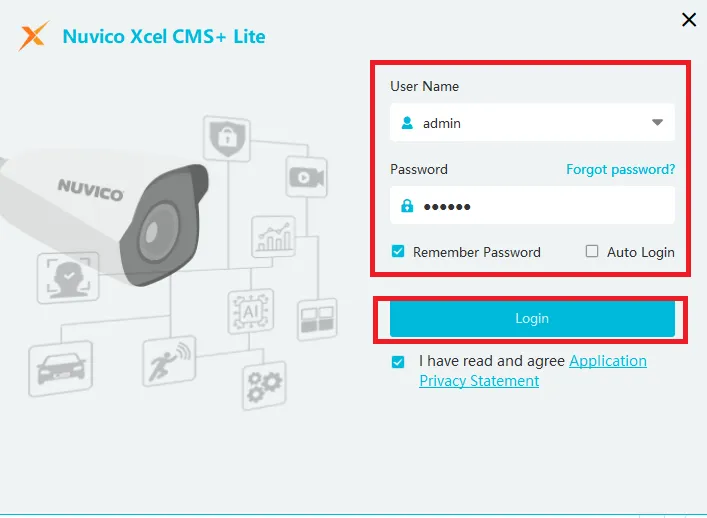 Log in with the default credentials.
