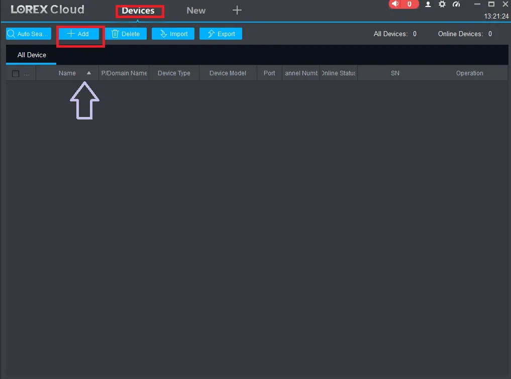 Device addition page