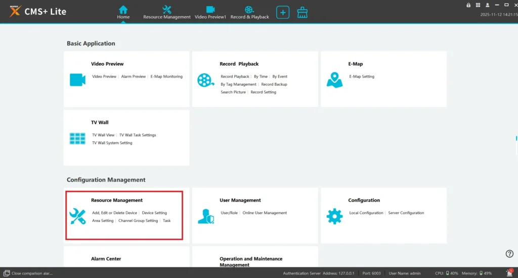 Select the Device Management for the Device Addition