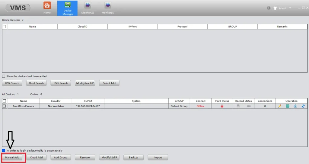 Add the device manually
