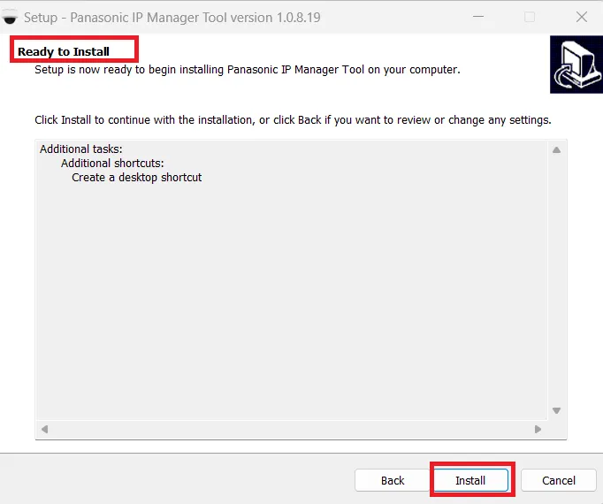 The app is ready to install its contents
