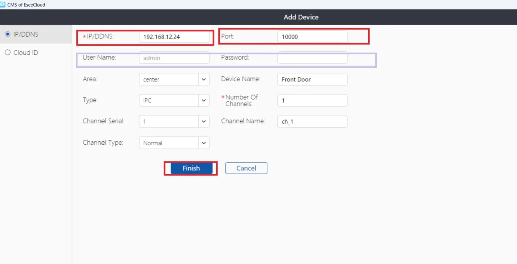 EasyVMS for PC (Latest Ver 2026) Download for Windows 11/10 8 Add the device by credentials