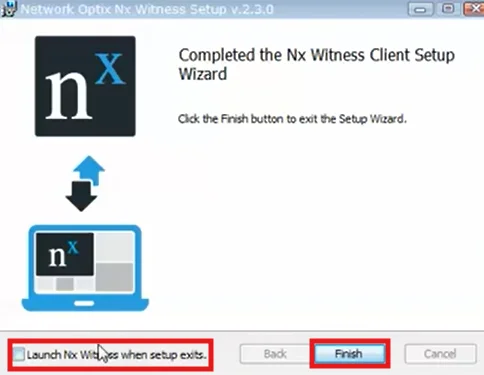 Complete the installation of Nx Witness on Windows PC