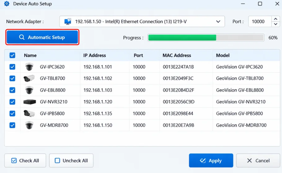 Camera configuration in GeoVision GV-VMS