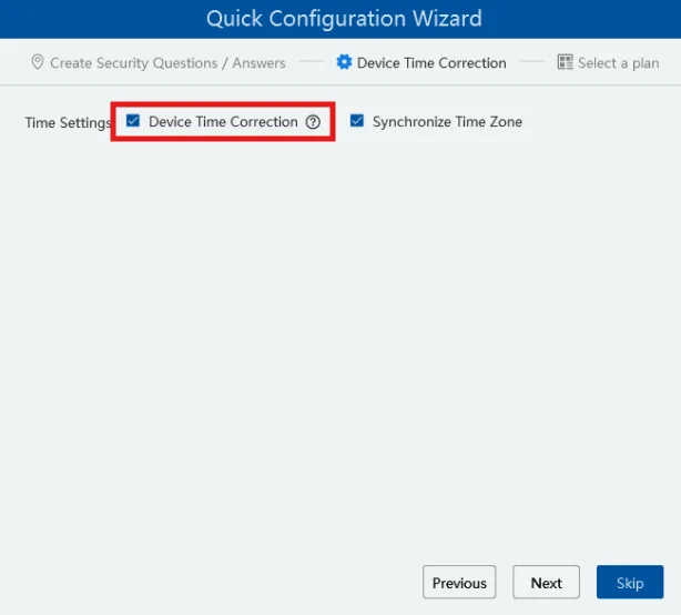 Speco Blue VMS Device time correction and initial configuration wizard
