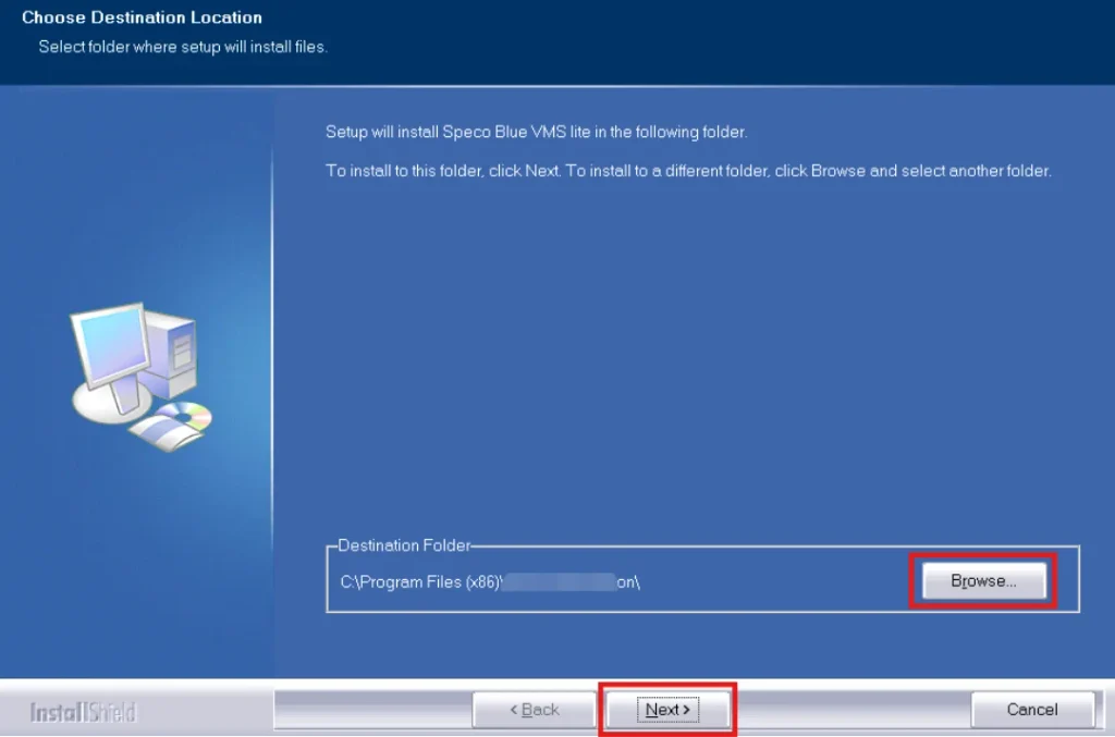 Speco Blue VMS Lite installation wizard on Windows