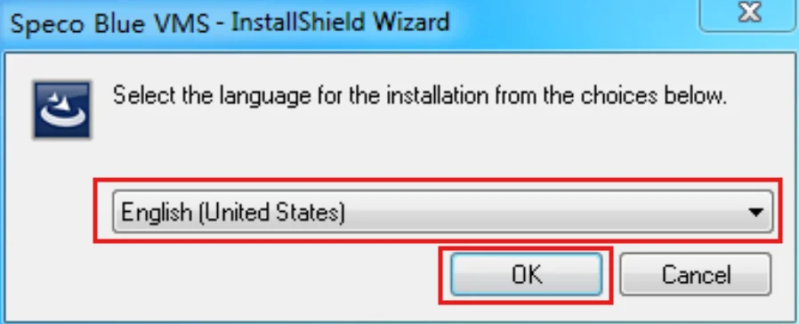 Speco Blue VMS for windows installation wizard and language selection