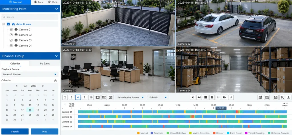 Speco Blue VMS Record Playback interface